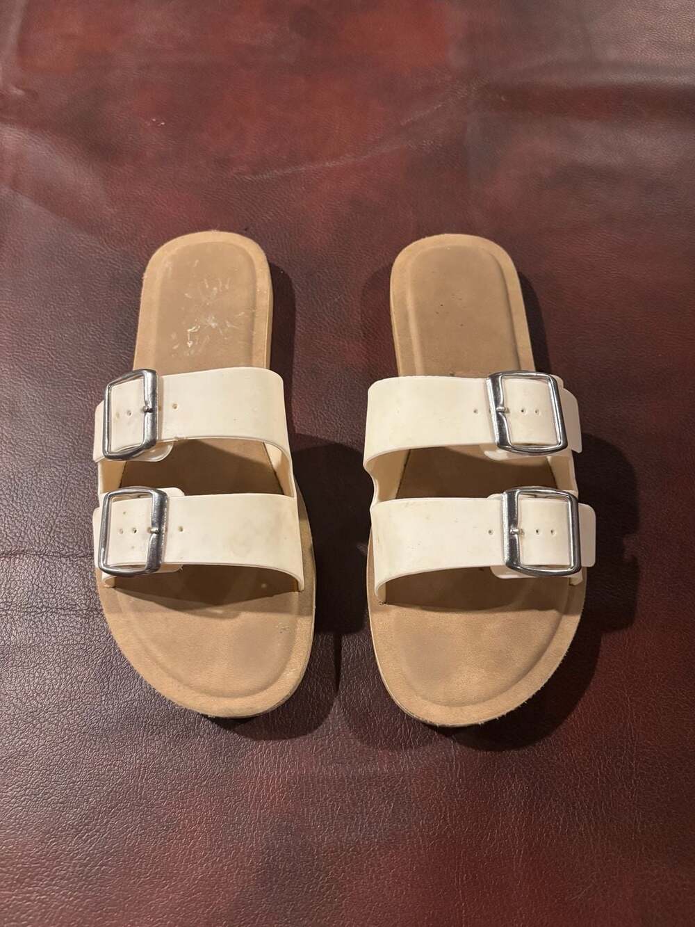 H&M Two-Strap Buckle Sandals Size 7 White